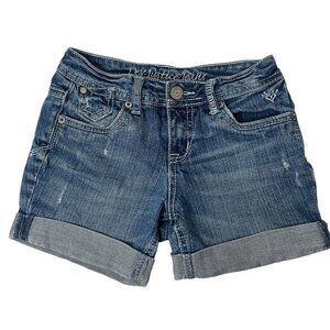Justice Cutoff Jean Shorts Girls Size 8 R Denim Blue‎ Distressed Cuffed